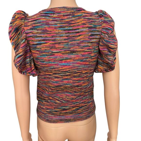 Anthropologie Ruby Flutter-Sleeved Knit Sweater Top space dye pattern size XS - Picture 5 of 9